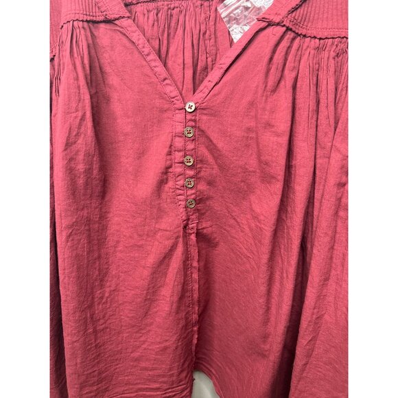 Free People We The Free Lyrical Flowy Tunic Top Ribbed Sleeves Burgundy Size S - Picture 5 of 15